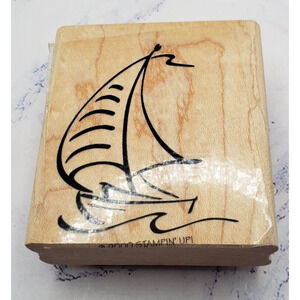 Stampin Up Sailboat Nautical Ocean Wood Mounted Rubber Stamp